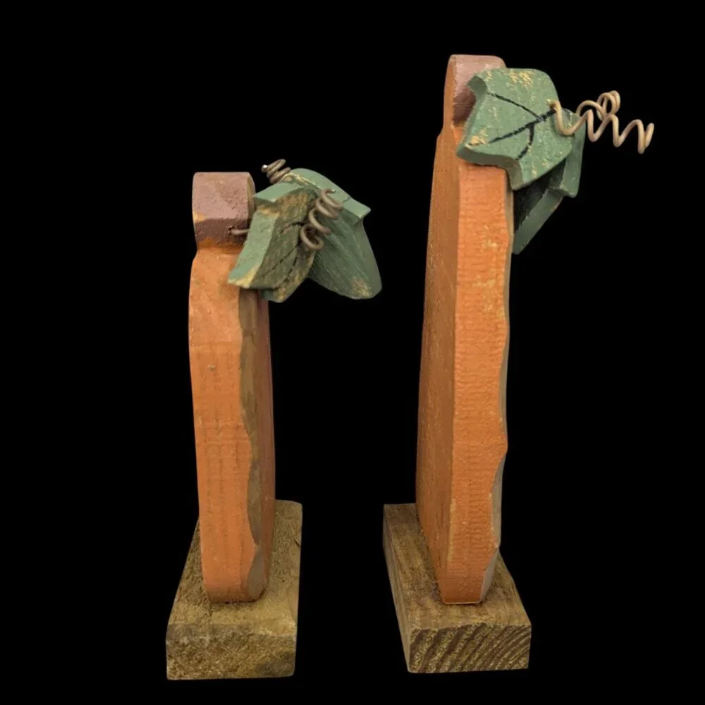 Rustic Wooden Pumpkin Decor Pair